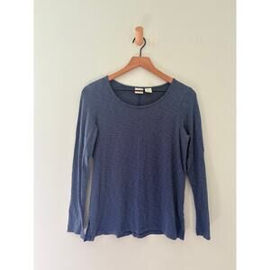 St. Tropez West Blue Modal Long Sleeve Scoop Neck Top Medium Casual Basic Tee